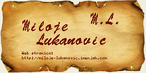 Miloje Lukanović vizit kartica